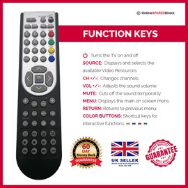 Replacement Hitachi TV Remote Control For L22DK04U, L22DP04U, L22DP04UA, L22DP04UH