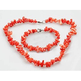 Treasure Bay Natural Red Coral Coral Necklace Bracelet Earrings Set for Women, Coral