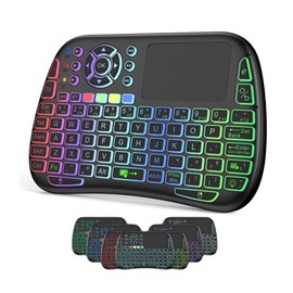 Mini Wireless QWERTY Full Keyboard Touchpad Mouse Combo | Colorful Backlit keypads | BT 5.2 + 2.4Ghz Wireless Technology | Rechargeable Li-ion Battery |
