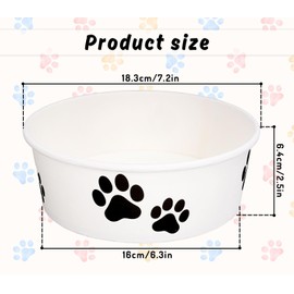 FYSUIMU 50Pcs Disposable Pet Feeding Bowls Paw Print Cat Food Bowl Paper Pet Travel Bowl for Dog Cat Wet Dry Food Water