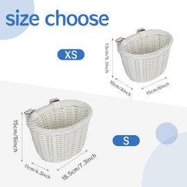 AVASTA Woven Mini Children's Bicycle Basket for 12 14 16 Inch Girls Boys Bicycle, Kids Bicycle Accessories, Size S, White