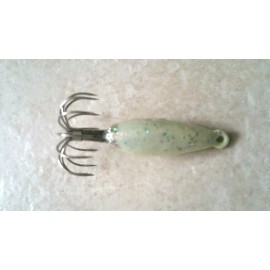 NWF Custom 1.2 oz / 30 gm Glow or UV Coated Jig sinker Lure for Calamari squid ! - Natural Glow