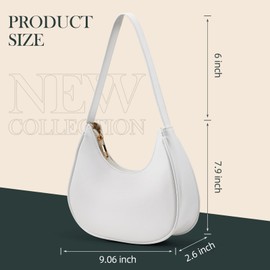 Shoulder Bags for Women Mini Clutch Purse with Zipper Closure,Classic Cute Hobo Tote Handbag (White)