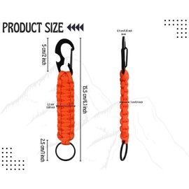 YCConcept 2 Pieces Carabiner Keychain Hook Paracord Keychain with Carabiner Heavy Duty Keychain Lanyard for Backpack Camping/Hiking/Fishing