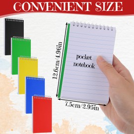 DIVINA VITAE 50Pcs Mini Spiral Notebook 3 x 5 Inch Small Note Pads Top Bound Lined College Ruled Paper Pocket Size Notebook for Home Office, 75 Sheets/Pad, 5 Colors