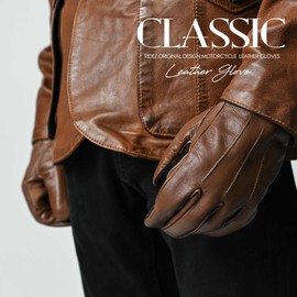 RIDEZ RLG77-BR-L Motorcycle Gloves, Spring, Summer, Winter, Autumn, Leather, Leather, American, Genuine Leather, Adult, Men's, Riding Gloves, Harley Black, Brown, Gentleman's Astringent Suit