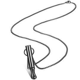 Fiada Anxiety Necklace Stainless Steel Mindful Breathing Necklace Anxiety Tool Deep Breathing Exercise Necklace Portable Anxiety Relief Necklace for Men Women Meditation Stress (Classic, Black)