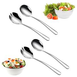 Salad Servers Stainless Steel Salad Cutlery, Set of 4 Salad Servers, Serving Cutlery, Spork Stainless Steel, Salad Servers Set Stainless Steel, Salad Forks, Serving Spoon, 19.5 cm x 4.6 cm