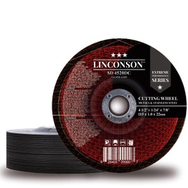 LINCONSON 25 Pack 4.5 Inch Cut Off Wheel for Metal & Stainless Steel Used On Angle Grinder 4.5”x1/24”x7/8" Depressed Center Disc (SD 4520DC)