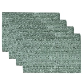 Sweet Home Collection 100% Cotton Placemats for Dining Room Rectangle Two Tone Woven Fabric 13" x 19" Soft Durable Table Mat Set, Set of 4, Light Green