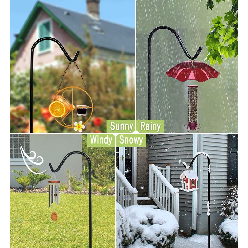 Garbuildman 92 Inch Tall Shepherd Hooks with 5-Forked Base, Adjustable