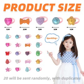VBRHFRIF 20 Pieces Of Multicolor Rings, Little Girl Princess Dress Up Rings, Children'S Jewelry, Cute Clothing Accessories, Jewelry Toys And Accessories