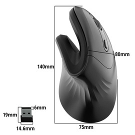 2.4G wireless vertical mouse ergonomics vertical mouse office game mouse 3 levels movement speed black