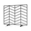Fire Beauty Single Panel Handcrafted Wrought Iron Mesh Chevron Fireplace