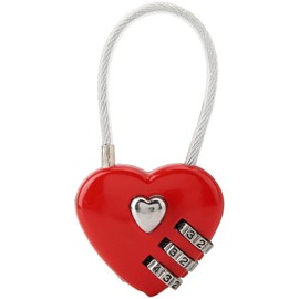 Bloqueo de código en forma de corazón tamaño pequeño compacto con combinación de código de 3 dígitos para equipaje, mochila, joyero, casillero de pasillo(red)