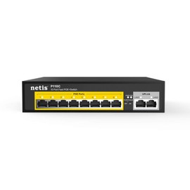Netis P110C 8 POE+2 Uplink 100M Standard Fast Ethernet POE/POE+ Switch with Plug and Play | IEEE 802.3at/af Compliant Powered Devices (PDs) with Auto MDI/MDIX Function | POE Power Budget of 120 W