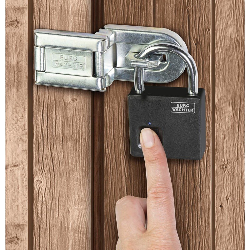 BURG-WÄCHTER Padlock Fingerprint Padlock Outdoor & Interior 7mm Shackle Thickness