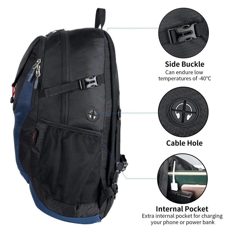 WATERFLY Foldable Backpack Hiking Backpack 30L: Lightweight Daypack with Wet