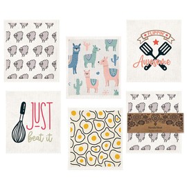 NordicNeat - Eco-Friendly Swedish Dishcloth. Reusable, Ultra-Absorbent Cellulose Cotton Sponge Cloth | Sustainable & Biodegradable Cleaning for Kitchen & Home – Custom Nordic Design (Whimsical)