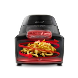 De'Longhi Rapid Crisp Air Fryer, 4-Quart, 1700-Watt Cooker, Fries, Crisps, Roasts, Bakes, Pizza, 4 Preset Temperatures, up to 20% Faster Cooking, Easy Clean Nonstick, FH2133