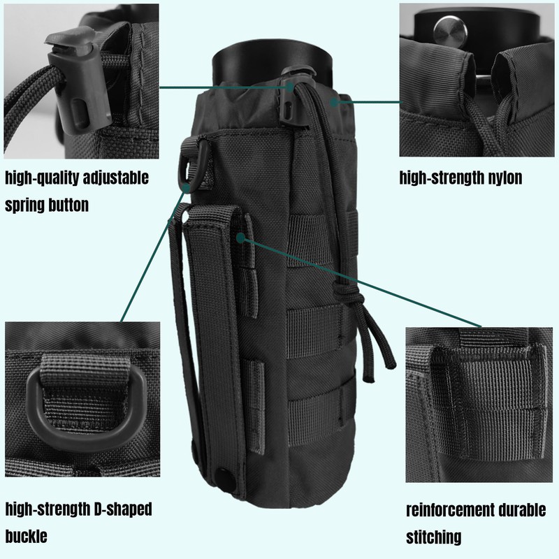YOWDUTY Tactical MOLLE Water Bottle Holder, Upgraded Water Bottle Pouch