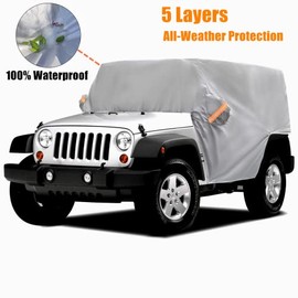 NEVERLAND Wrangler Car Cab Cover Fit for 1987-2022 Je-ep Wrangler CJ,YJ, TJ & JK 2 Doors, Waterproof Oxford Sun Shade Car Cover Door Hard top Off,Convenient Zipper for Trunk .