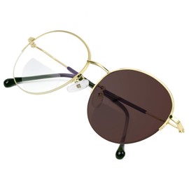 VisionGlobal Bifocal Reading Glasses Photochromic Dark Brown Sunglasses, Classic Retro Round Eyewear 100% UV Protection Reduce Fatigue (Up+0.50/Down+3.00)