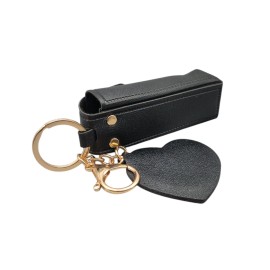 Unbranded Leather Lipstick Keychain Holder | Travel Case | Compact & Stylish | Black