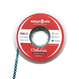 SNAWOP Dental Orthodontic Power Chain Multicolor Spool Elastic Rubber Bands for Teeth Braces (Closed, Turquoise)