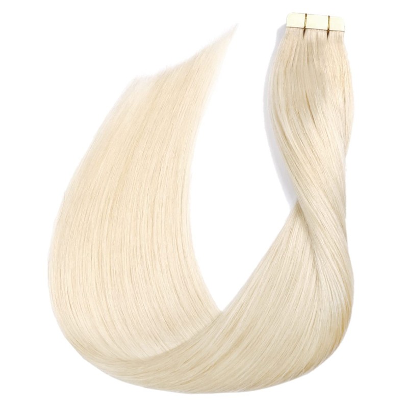 SURNEL Haarverlängerung, Echthaar, selbstklebend, #60, Platin-Verlängerung, Echthaar, 2,5 g/Stück, 20