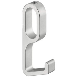 Gedotec Metal Hanging Hook for Wardrobe Rail Oval Wardrobe Tube Hanging Hook Aluminium Silver Matt Hanger for Clothes Rail or Wardrobe 30 x 14 mm Pack of 1 - Curved Clothes Hook