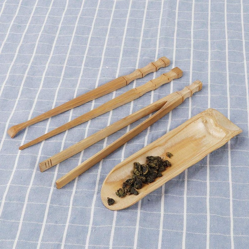 4 Pieces Tea Set Bamboo Natural Bamboo Tea Set Teaspoon