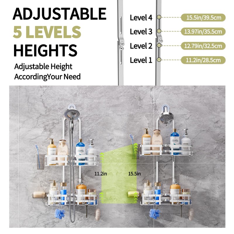 GAOKASE Aluminum Shower Caddy Hanging, Never Rust Shower Organizer- 4