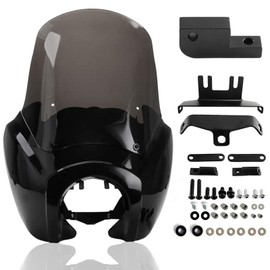 FATECIM Headlight Fairing with 15'' Smoke Windshield Windscreen for Harley Dyna T-Sport FXDXT FXD FXDC FXDB FXDL FXDLS