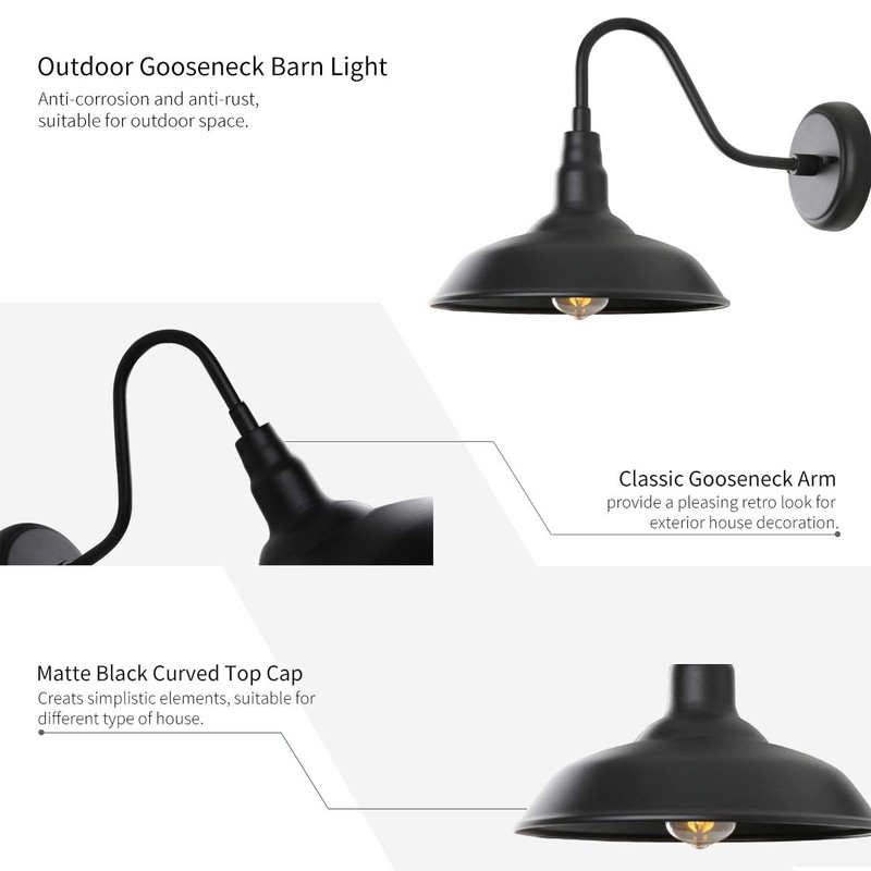 Goalplus Outdoor Barn Light with Wall Mount Exterior Gooseneck Light