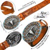 Aswitnove 2Pcs Mens Cowboy Leather Bucket Belt and Replaceable Belt