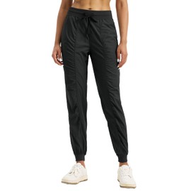 Willit Women's Workout Jogger Studio Track Athletic Pants Hiking Casual Pants with Pockets Lightweight Black XL