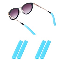 Gdnmapt Silicone Glasses Ear Cushion, Anti Slip Eye Glasses Ear Gripper, Comfortable Glasses Ear Grips, Eyeglass Ear Cushions Solution for Sore Ears, Temple Sleeves Tips for Glasses (2 Blue Pairs)