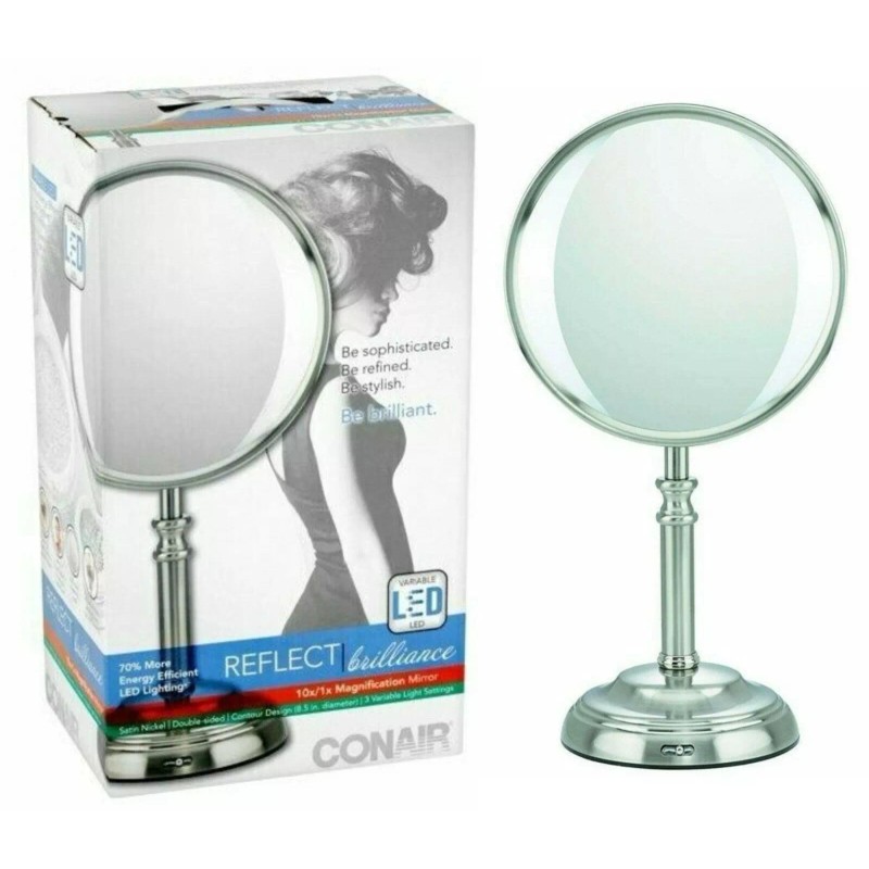 Conair BE10108 Elite Collection 10X/1X Magnifying Makeup Mirror LED Satin