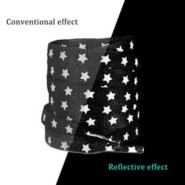 NDTEZUGT Flat Reflective Shoe Laces, 5/16"(8mm) Stylish Vibrant Cool Glow Safety Shoelaces Replacement Strings for Sneakers (Reflective Black, 47"/120cm)