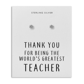 Philip Jones Sterling Silver World's Greatest Teacher Crystal Earrings