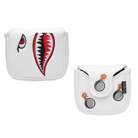 SHABIER White Golf Putter Cover with Tiger Shark Design Golf Large Mallet Headcover