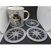 Car Wheel Rim Drink Coasters (Set of 4) in Silver