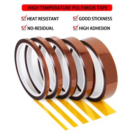 High Temperature Heat Resistant Polyimide Tape,No Residue for Masking,3D Printing,Sublimation Transfer Press,Thermal,Electronic Insulating,Soldering,Circuit Boards,Powder Coating(1/4''×33M×1Roll)