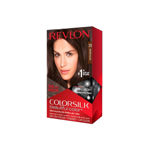Revlon ColorSilk Hair Color, 20 Brown Black 1 ea (Pack of 9)