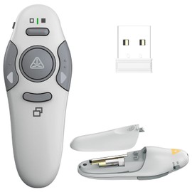 QUI Presentation Clicker Wireless Presenter Remote Clicker for PowerPoint Presentation Remote,USB Silver PowerPoint Slide Advancer for Mac/Windows/Linux, Google Slide/PPT/Keynote