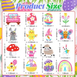 AUGSUN 36pcs Easter Iron On Patches Chicken Bunny Carrot Egg Basket Candy Embroidered Sew Applique Repair Patch DIY Crafts for Clothing Jacket Jeans Pants Dress Backpack Hat Decorations