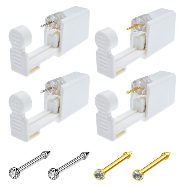 Nose Piercing Kit, 4 Pack Self Nose Piercing Gun Safety