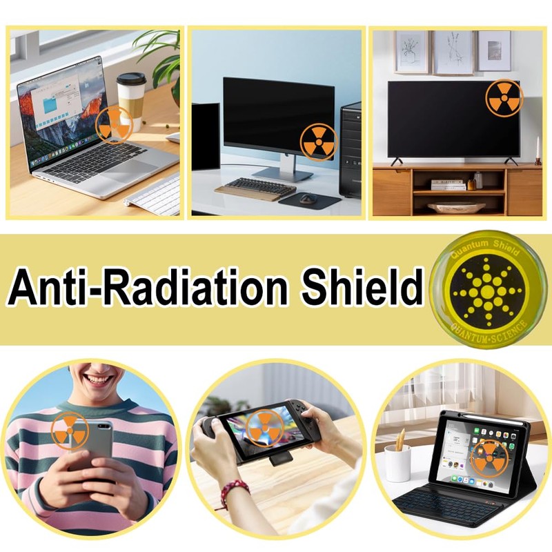 HUSABEJAIN 8 PCS Anti-Radiation Shield Gold EMF Protection Stickers 5G