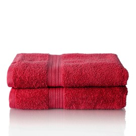 ALCLEAR Premium Terry Towel Set, Terry Towel Series in 6 Colours and 5 Sizes, Colour: Red, 2 x Hand Towels 50 x 100 cm